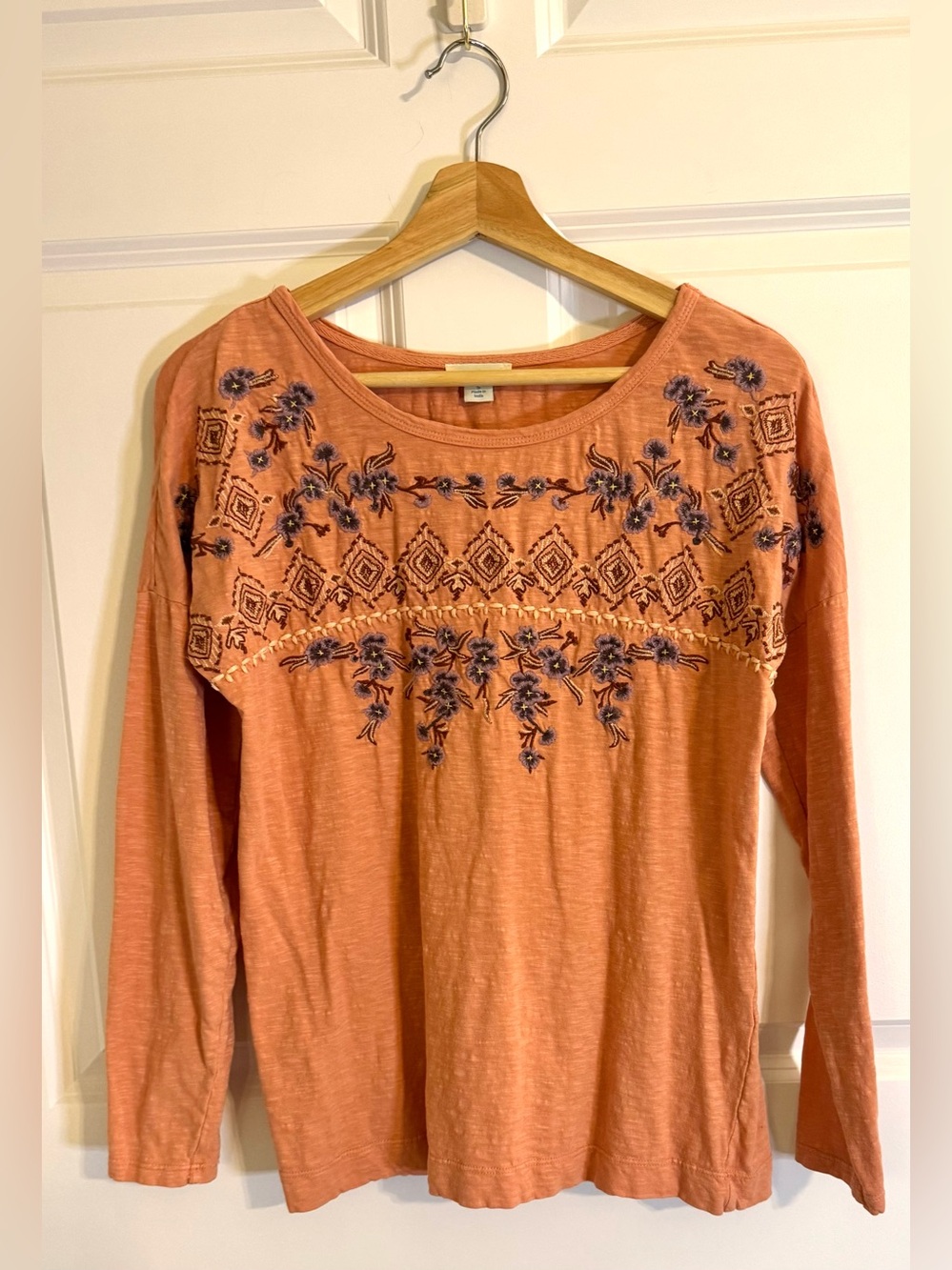 Sundance 100% terracotta long-sleeve top